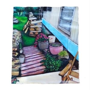 Vintage Original Oil Painting – Canadian Yardscape Scene